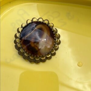 Vintage Gold and Brown Brooch